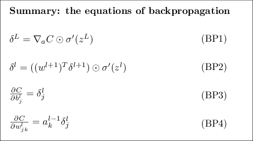 back prapagation equations